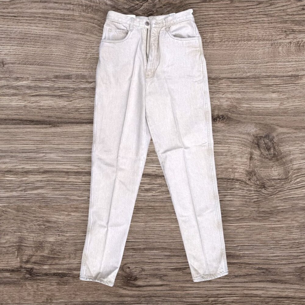 Vintage Bill Blass Cream Mom Jeans High Waist Carrot Tapered NWT NOS Size 10
